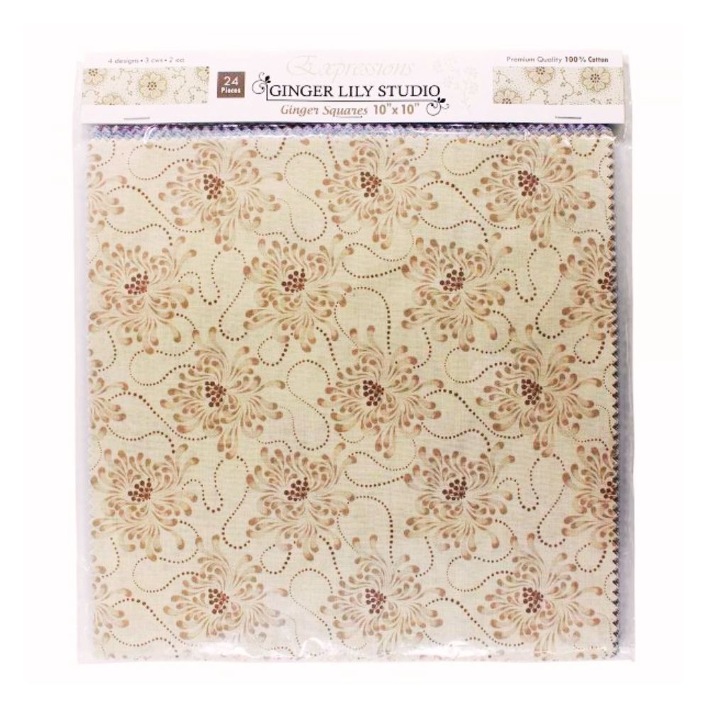 gingerlily quilting fabric squares 10" x 10"