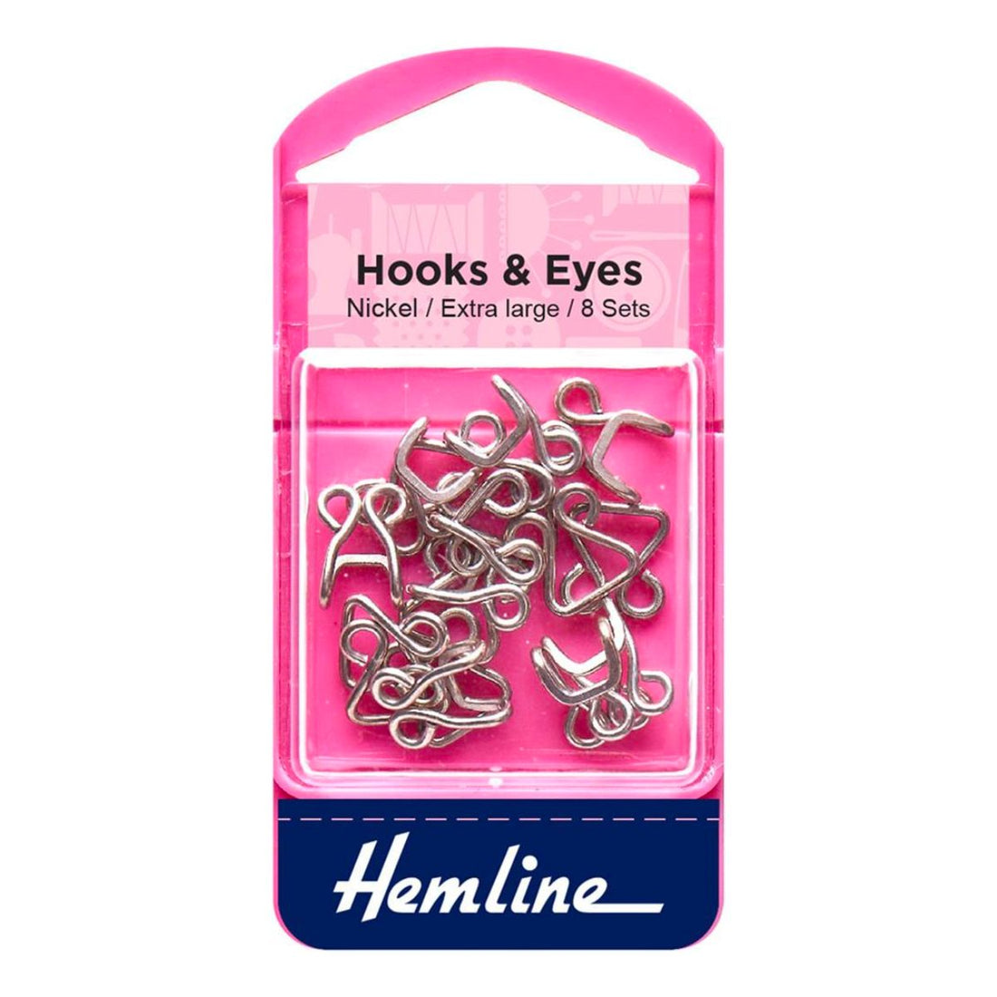 Hemline Extra Large Nickel Hook And Eye Fastener Set