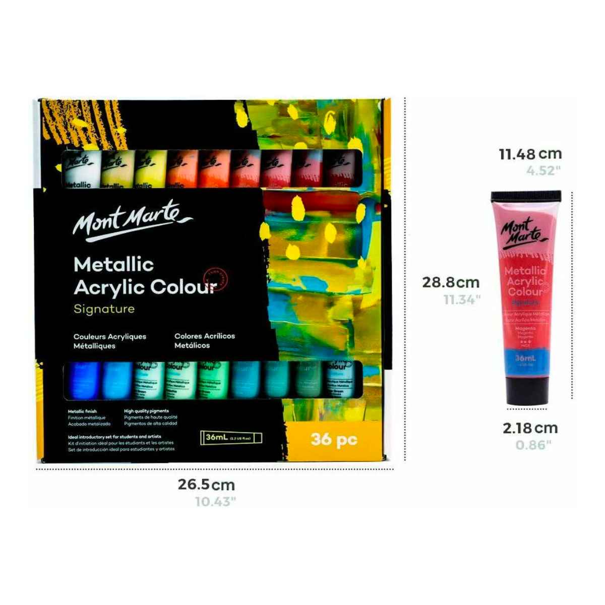 Mont Marte Metallic Acrylic Paint Set 36pc