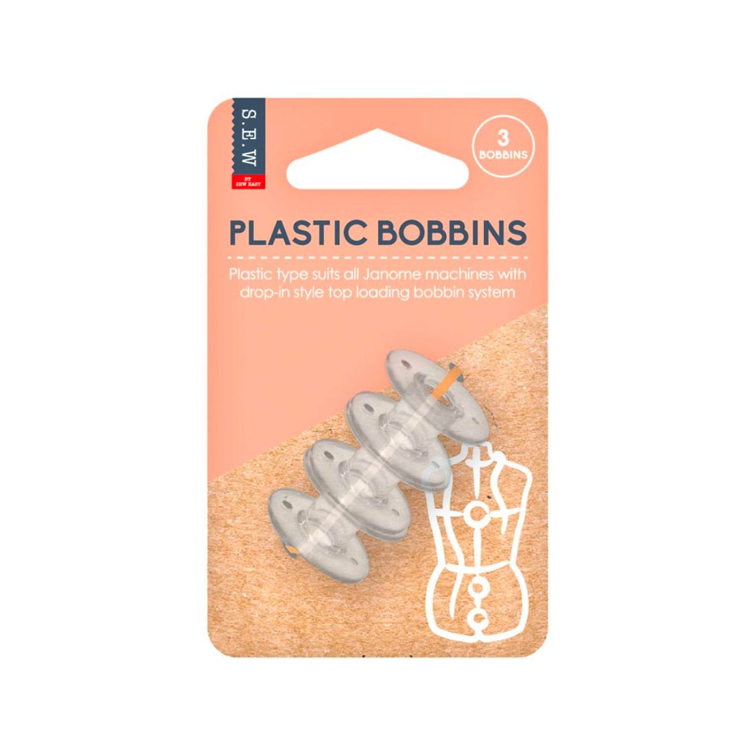 sew easy janome style plastic bobbins pack of 3