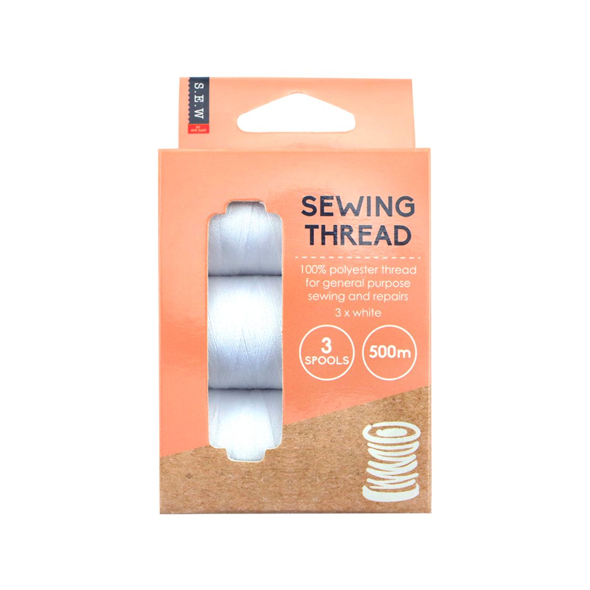 sewing thread pack of three, white