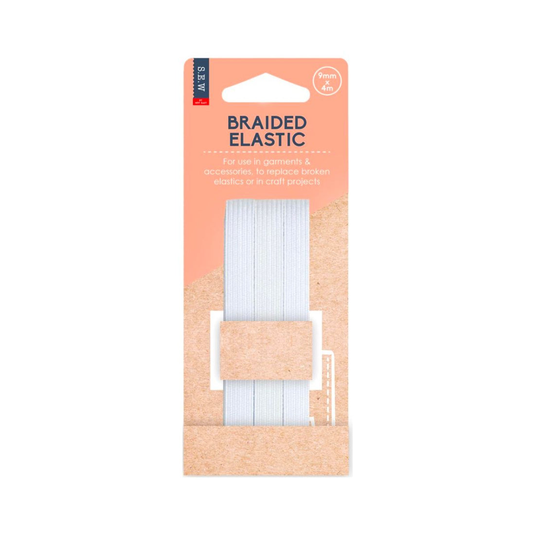 SEW white elastic braided 9mm x4m
