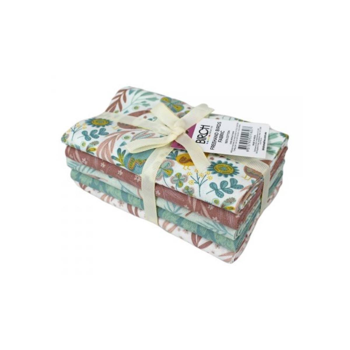 Birch printed fabric fat quarter pack, freehand birds