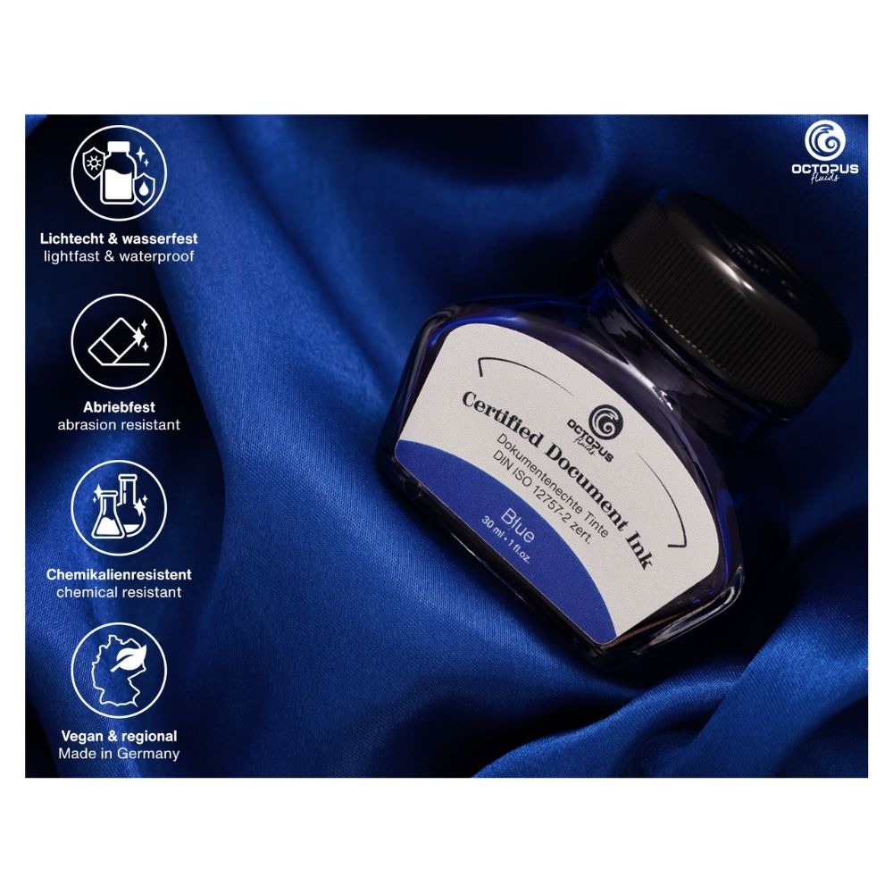 certified document ink blue