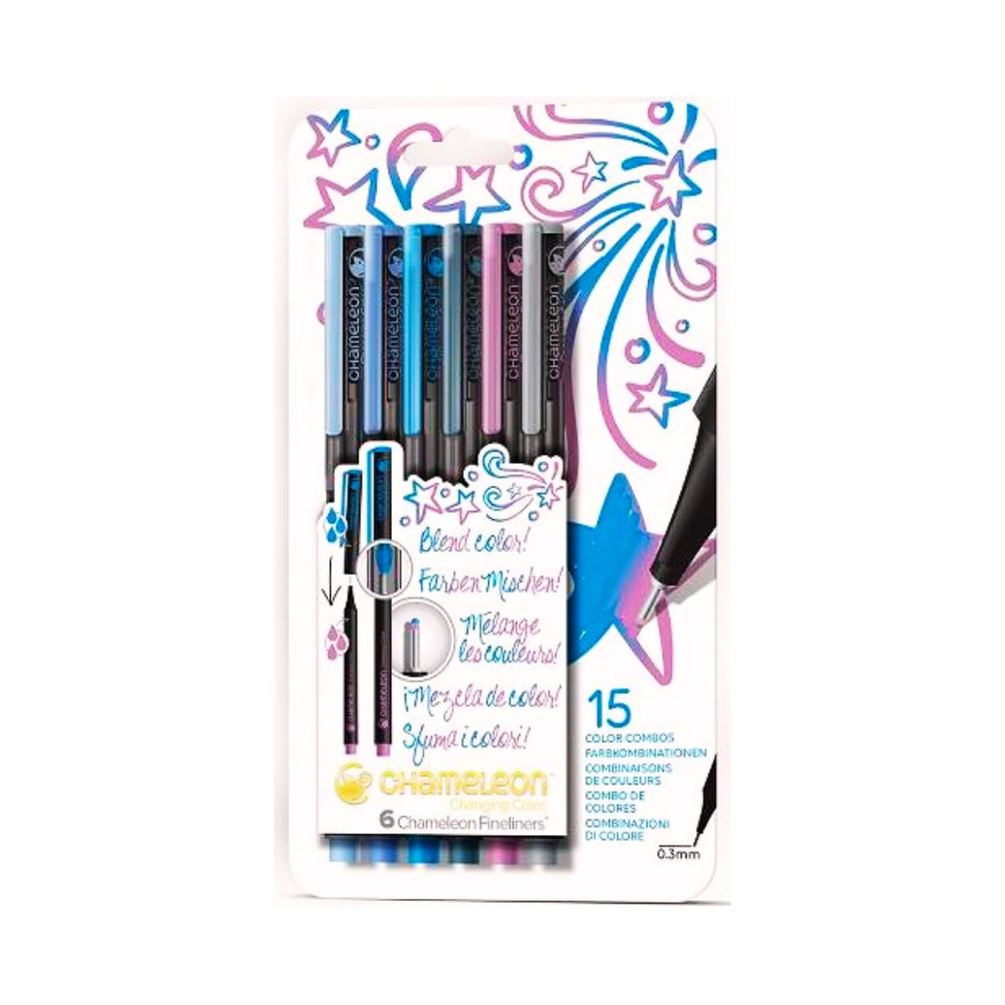chameleon fineliner pen set of 6 cool colours