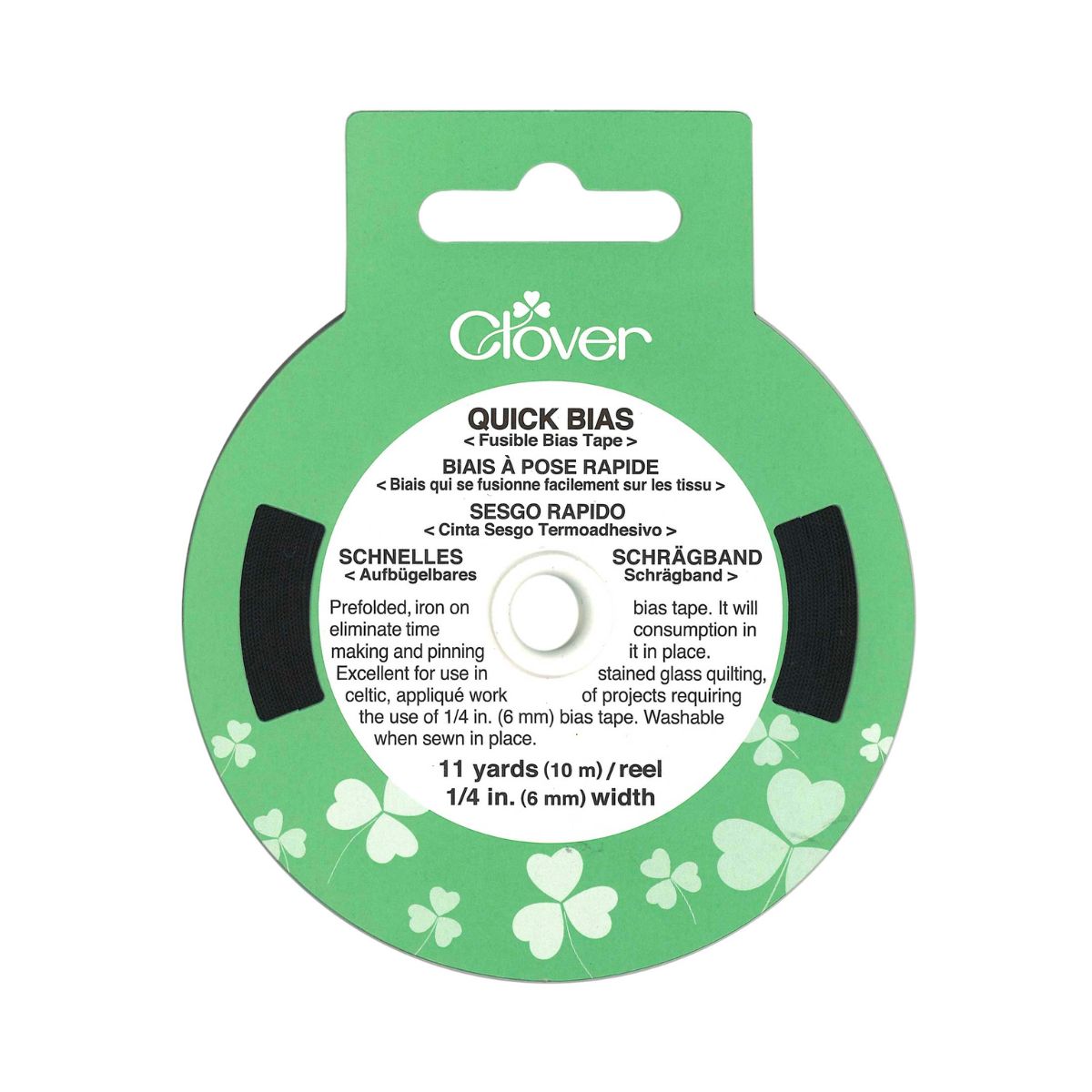 Clover Quick Bias Fusible Tape, Black 6mm x 10m