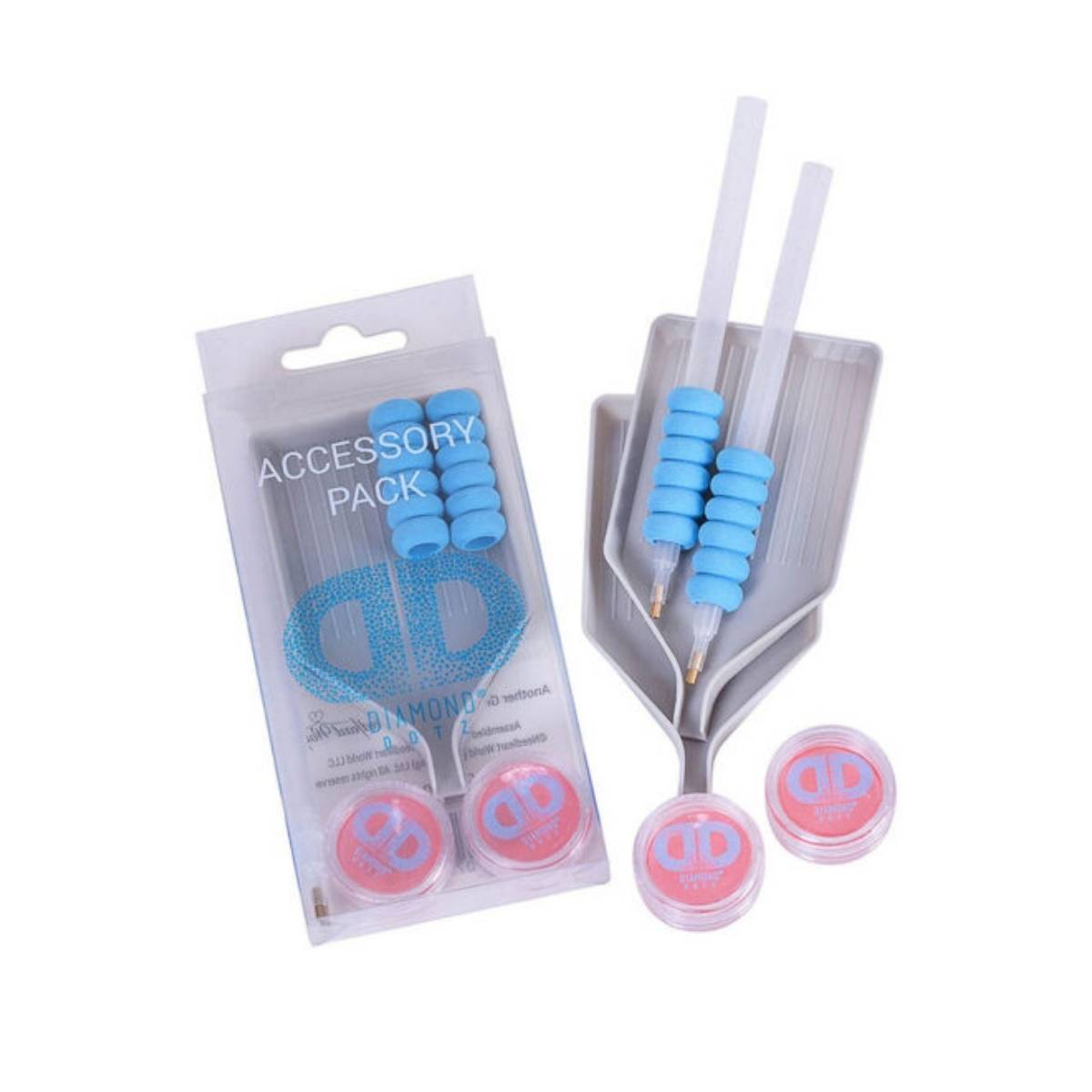 diamond dotz accessory, stylus, wax and tray.