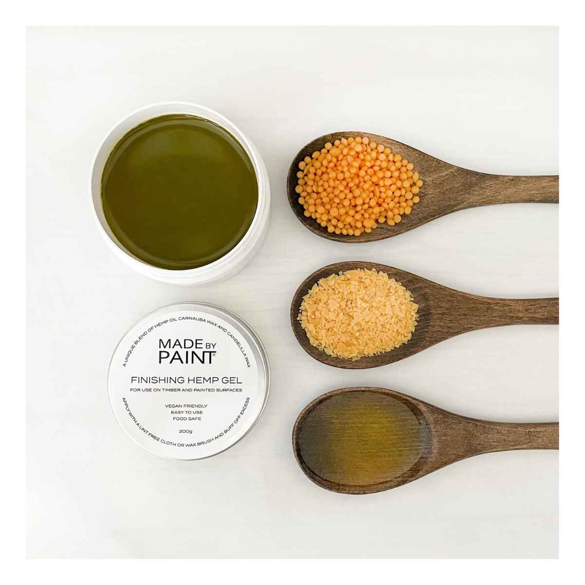 hemp gel made from carnauba wax and hemp oil