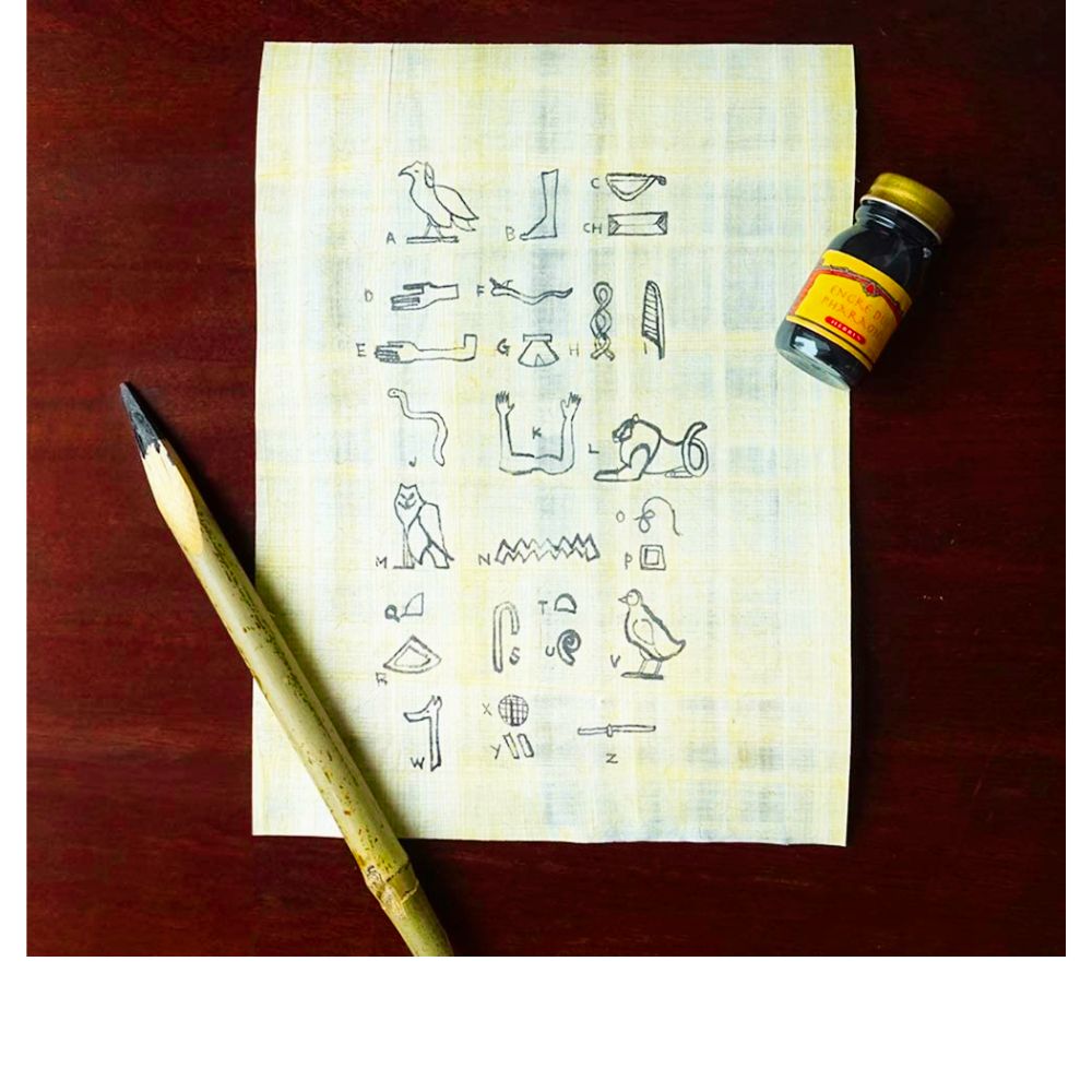 Herbin Egyptian Writing Set with pen, paper and ink.