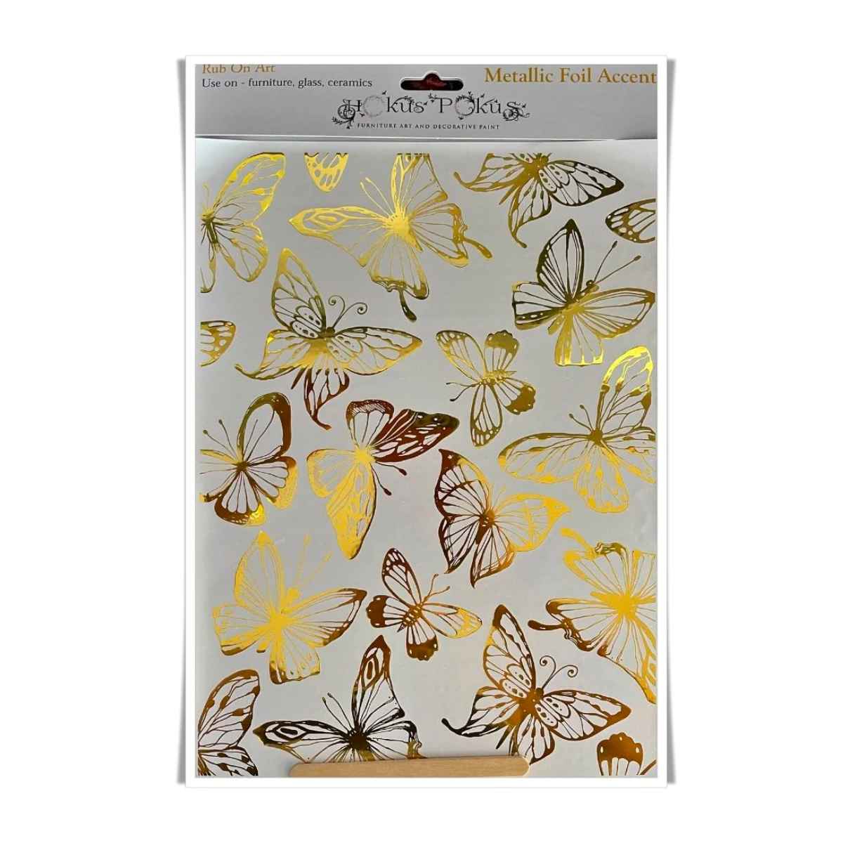 Hokus Pokus Rub On Art, Metallic Gold Foil Accents - Butterflies