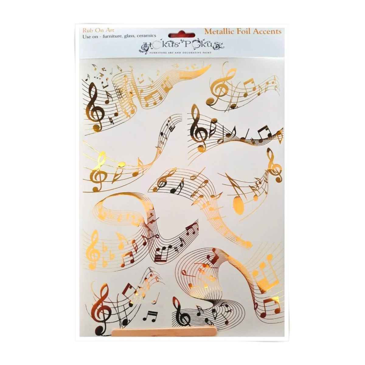 Rub On Art, Metallic Gold Foil Accents - Music