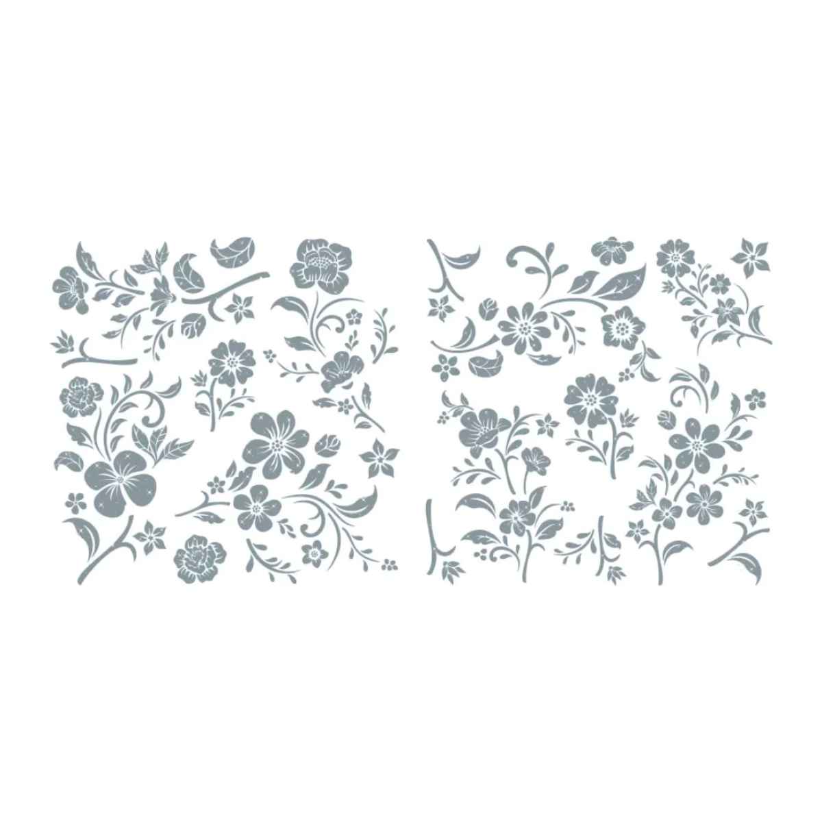 Rub On Art, Metallic Silver Foil Accents - Blooms