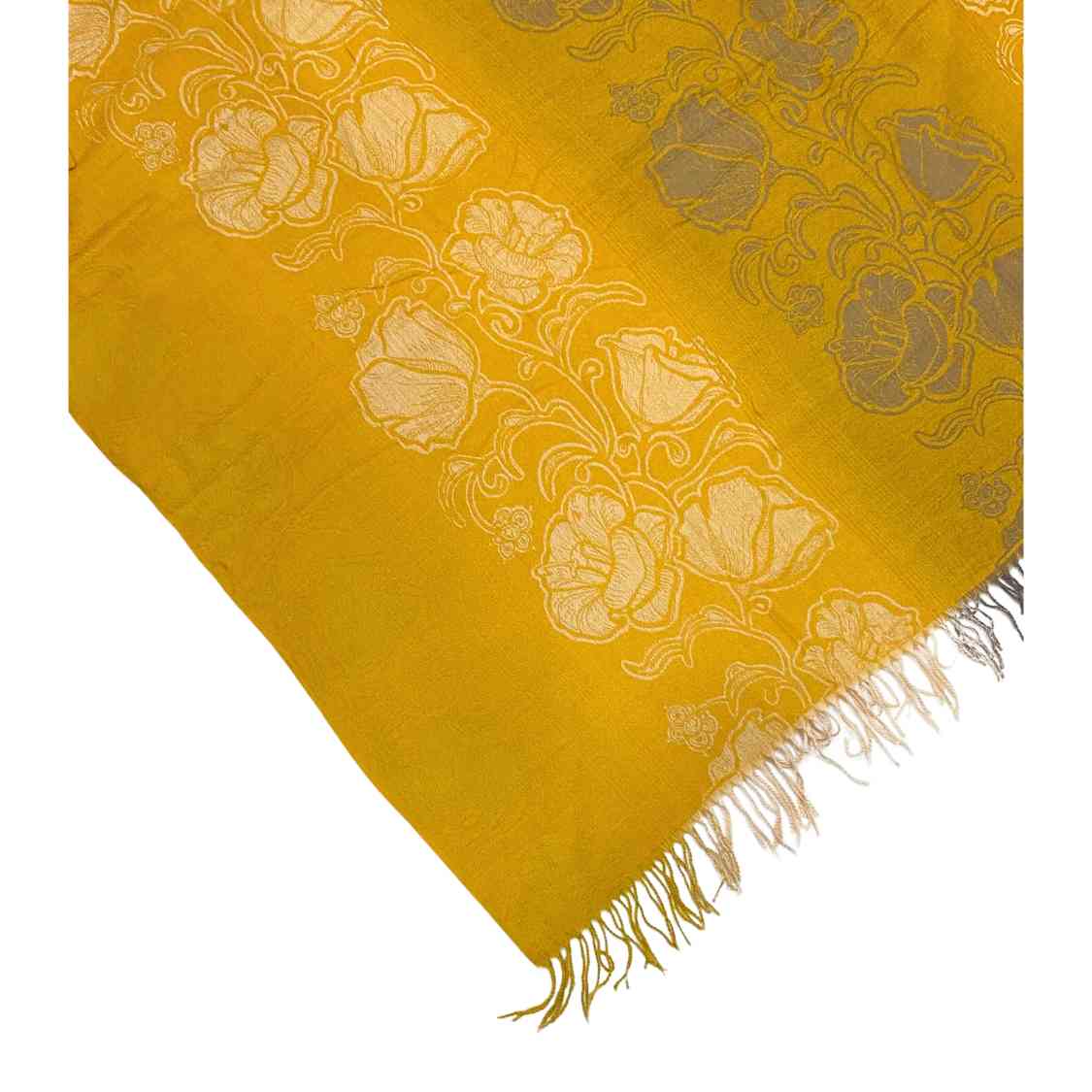 Cashmere Wool Jacquard Shawl -Mustard Gold