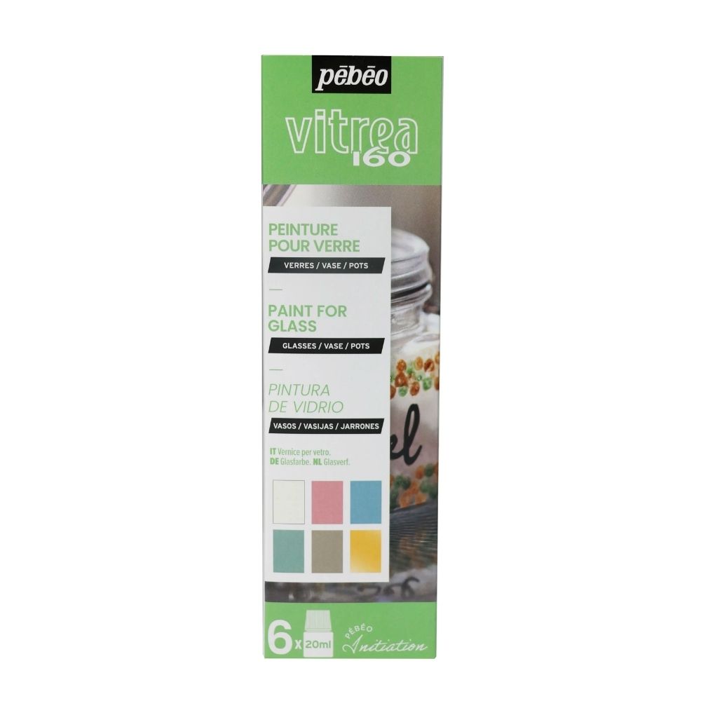 pebeo vitrea1 60 glass paint pastel colours set