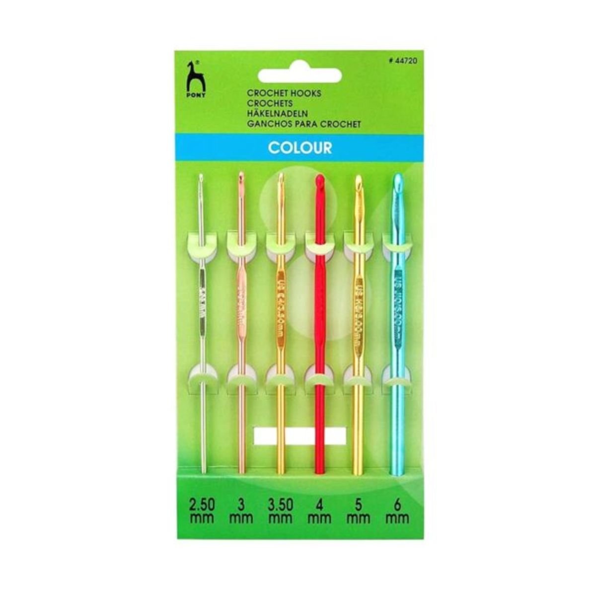 pony anodised crochet hook, set of 6