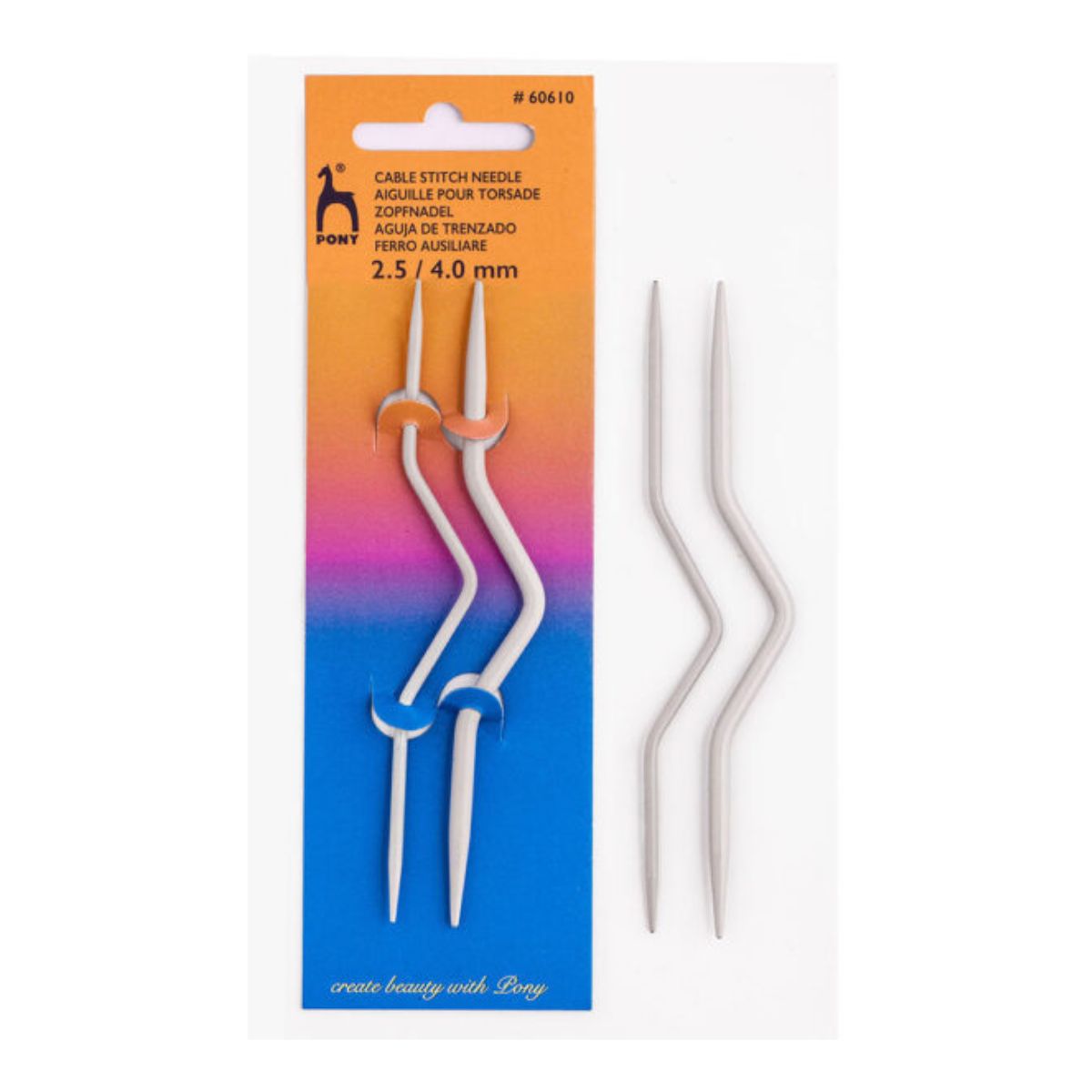 pony bent cable stitch needles, pack of 2