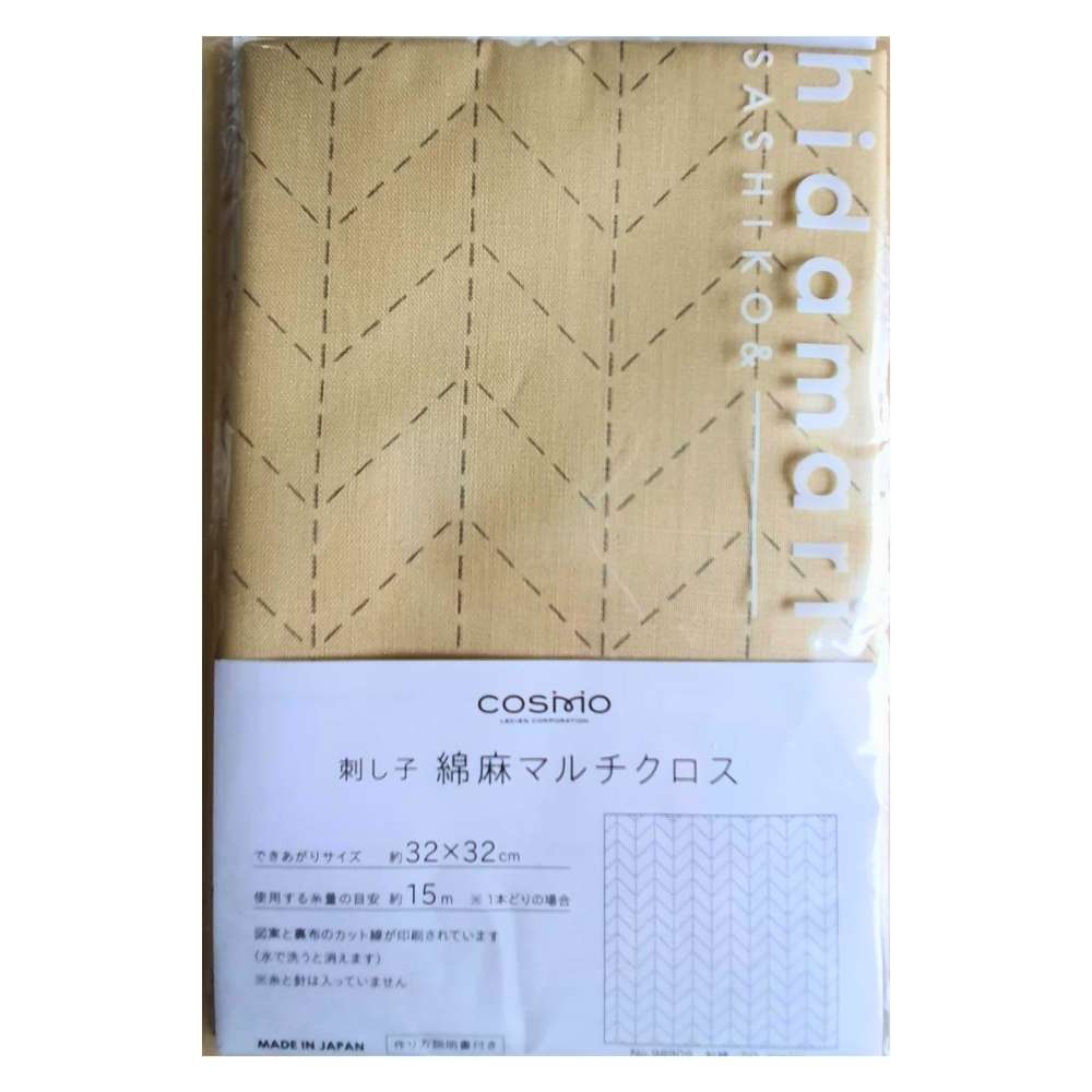 Cosmo Sashiko Hidamari Pre-Cut Printed Cotton Linen Fabric Panel