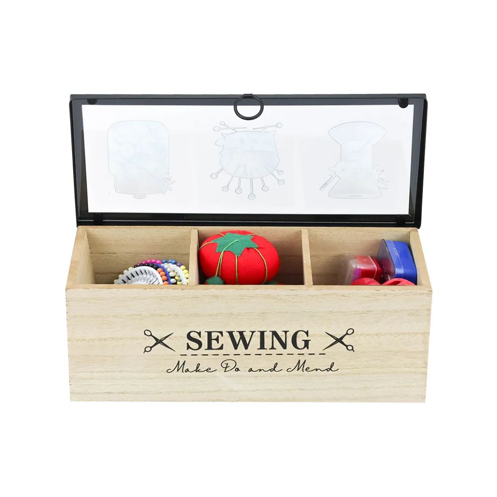 sewing box with clear acrylic lid