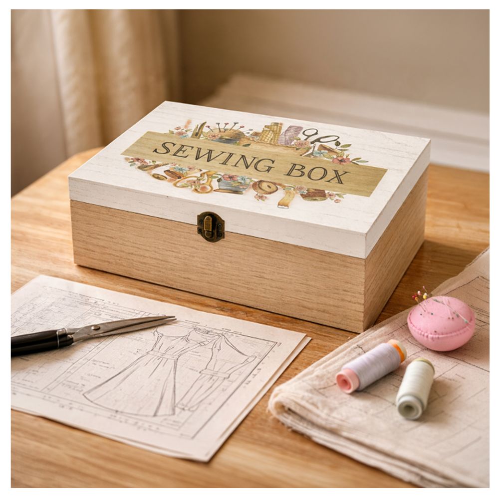 wooden sewing box