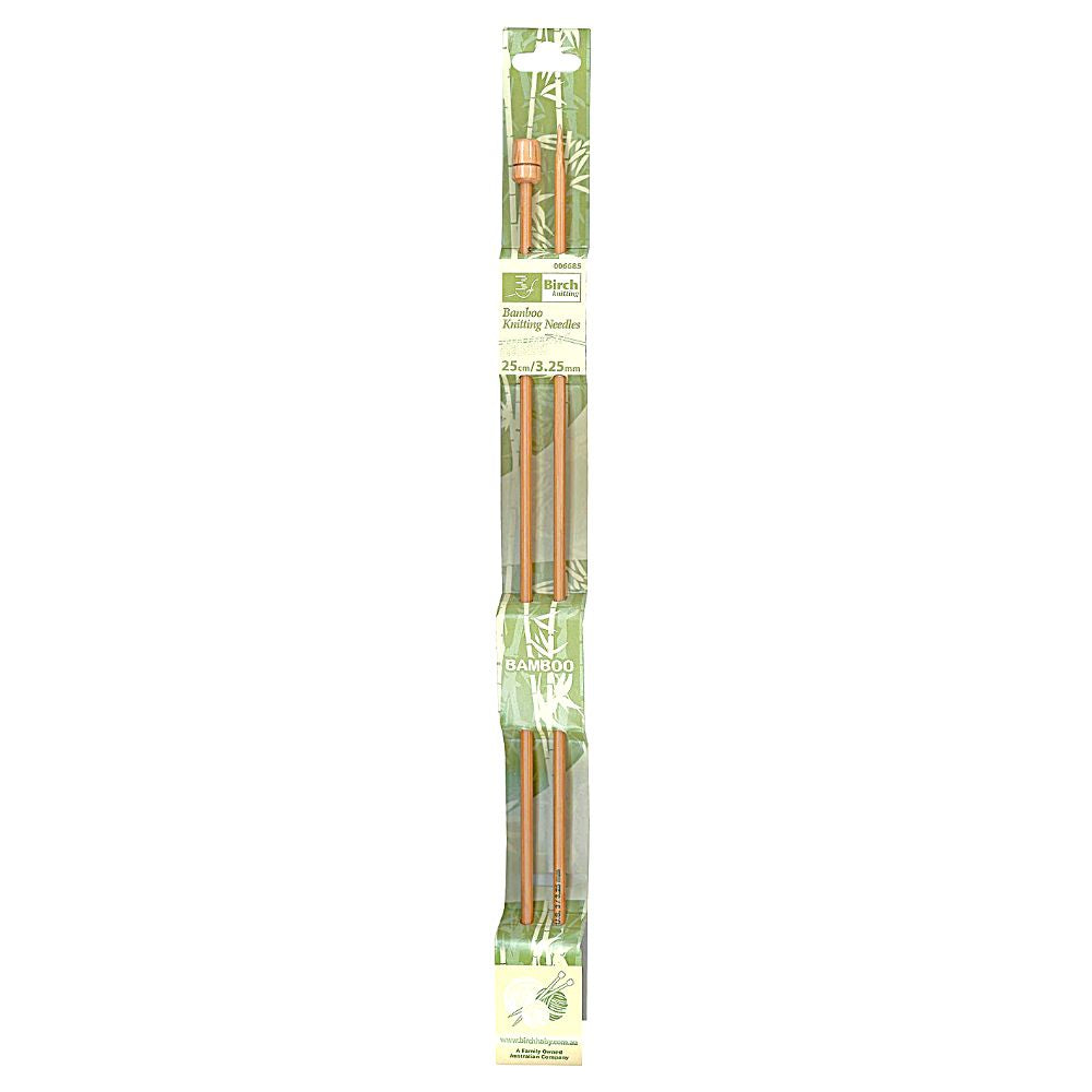 Birch Single Point Bamboo Knitting Needles 25cm