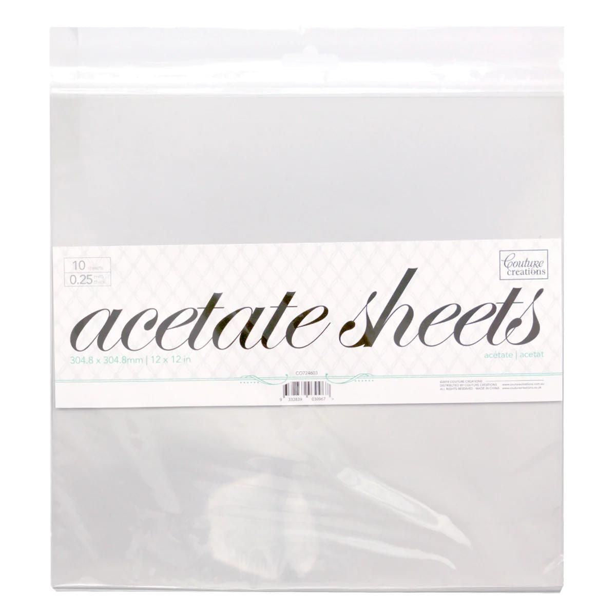 Clear Acetate Sheets 12 x 12 - Pack of 10