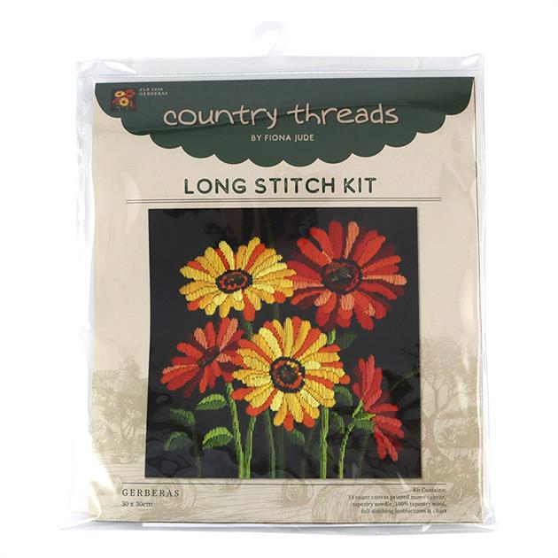 Fiona Jude Long Stitch Embroidery Kit - Gerberas