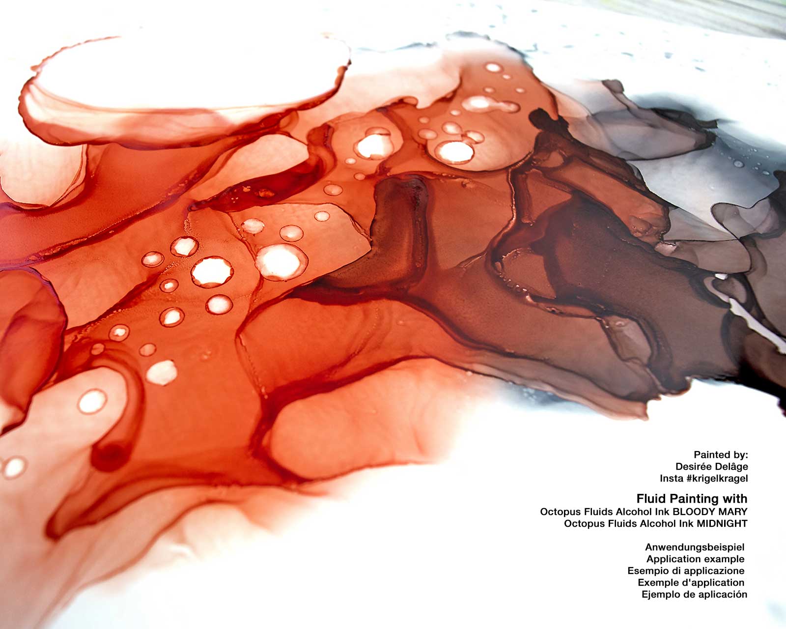 fluids alcohol ink art work made with bloody mary