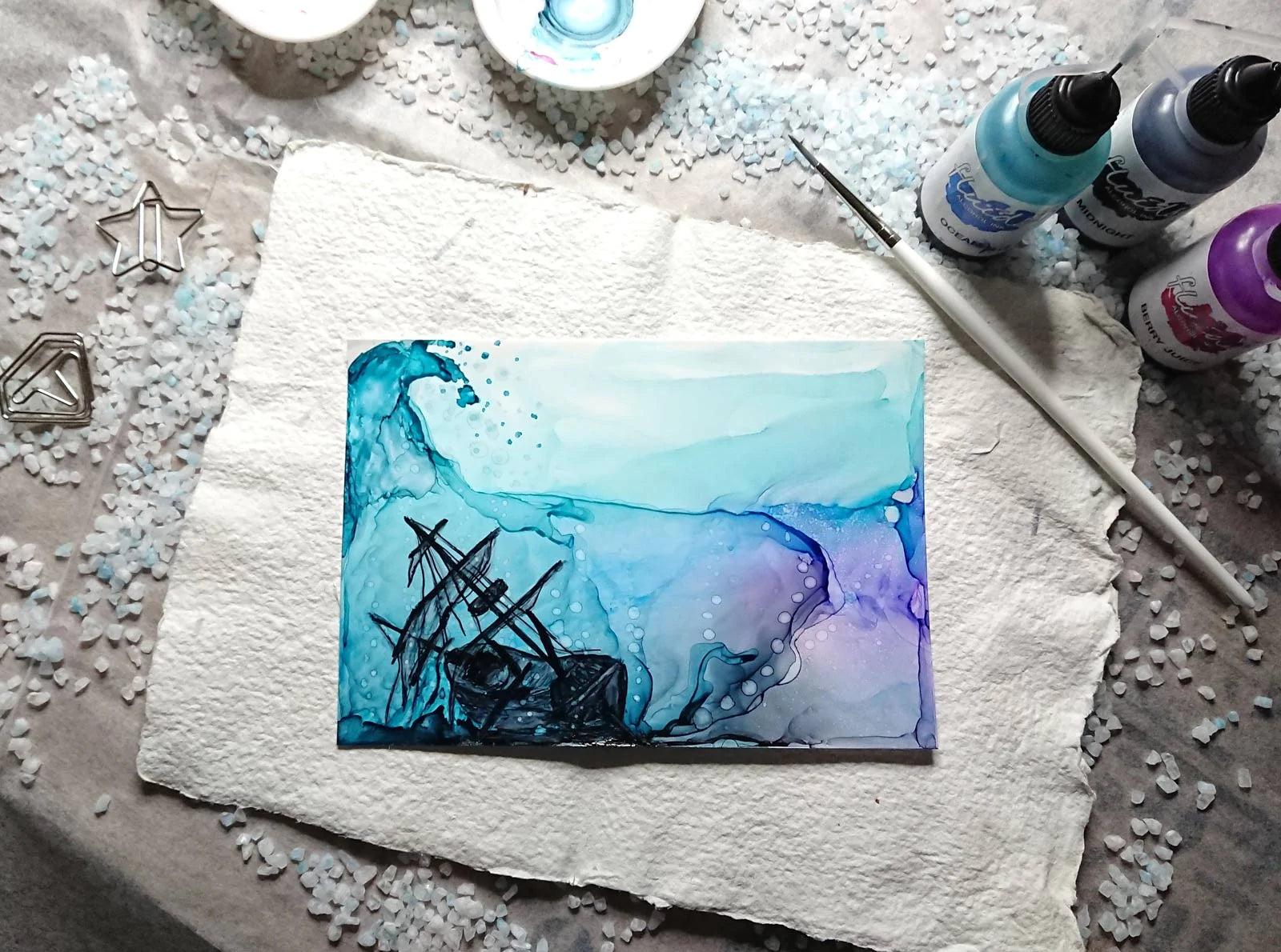 fluids alcohol ink ocean