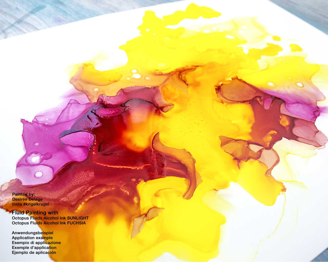 fluids alcohol ink art work made with sunlight fuchsia for fluid art and resin