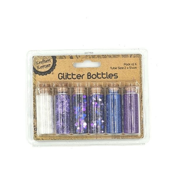 Krafters Korner Glitter Bottles Set 6pk - Blue and Purple