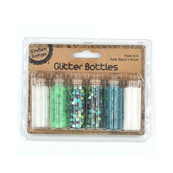 Krafters Korner Glitter Bottles Set 6pk - Green
