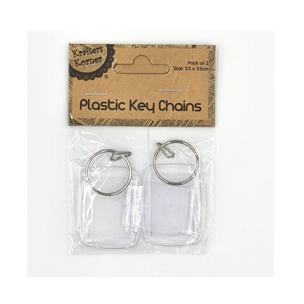 Krafters Korner Plastic Rectangle Key Chains 2pk