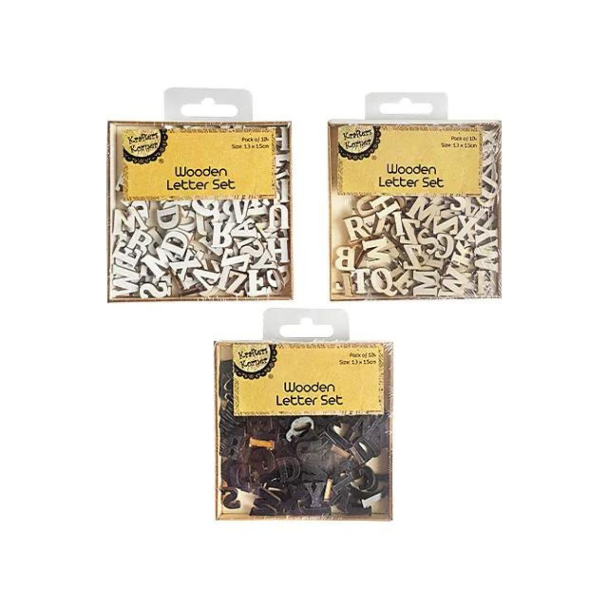Krafters Korner Wooden Letters Set - Assorted Colours natural, white and black