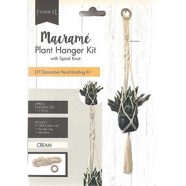 Macrame Plant Hanger Kit With Spiral Knot - Cream
