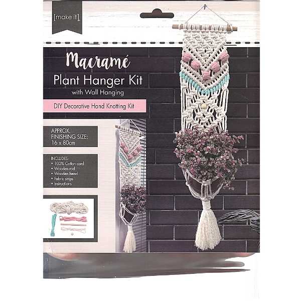 macrame plant hanging kit with wall hanging