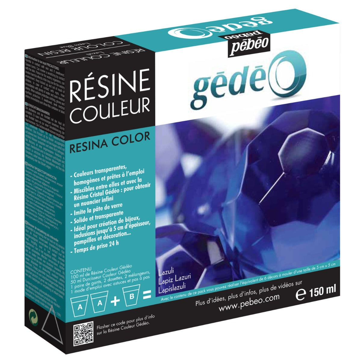 Pebeo Colour Resin 150ml Blue, with mixing stick