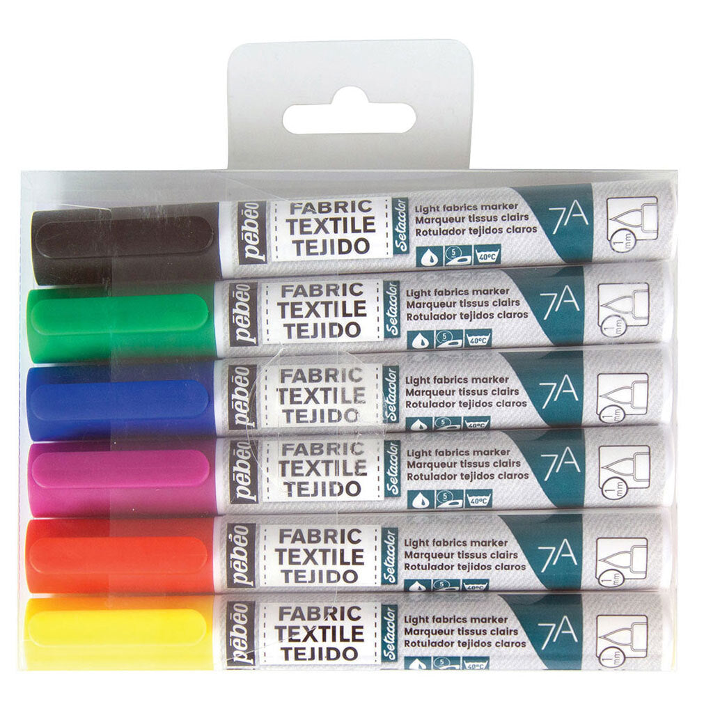 Pebeo Setacolor 7A Light Fabric Marker Set X 6