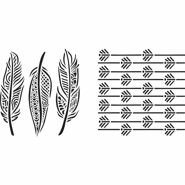 feathers design fabric stencil