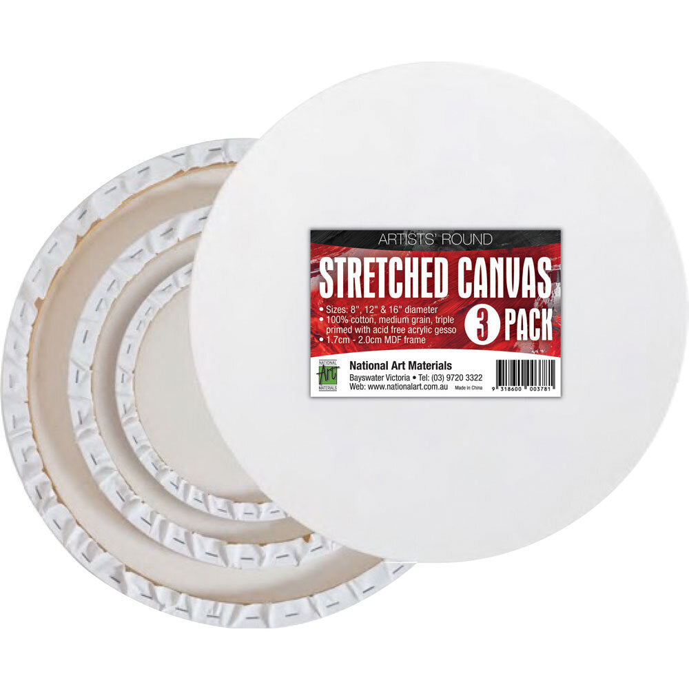 Round Stretched Canvas Set 3 -8", 12" & 16"