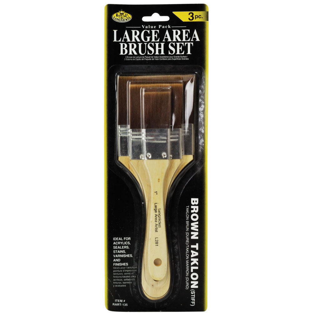 Royal &amp; Langnickel Brown Taklon Flat Paint Brush Set of 3