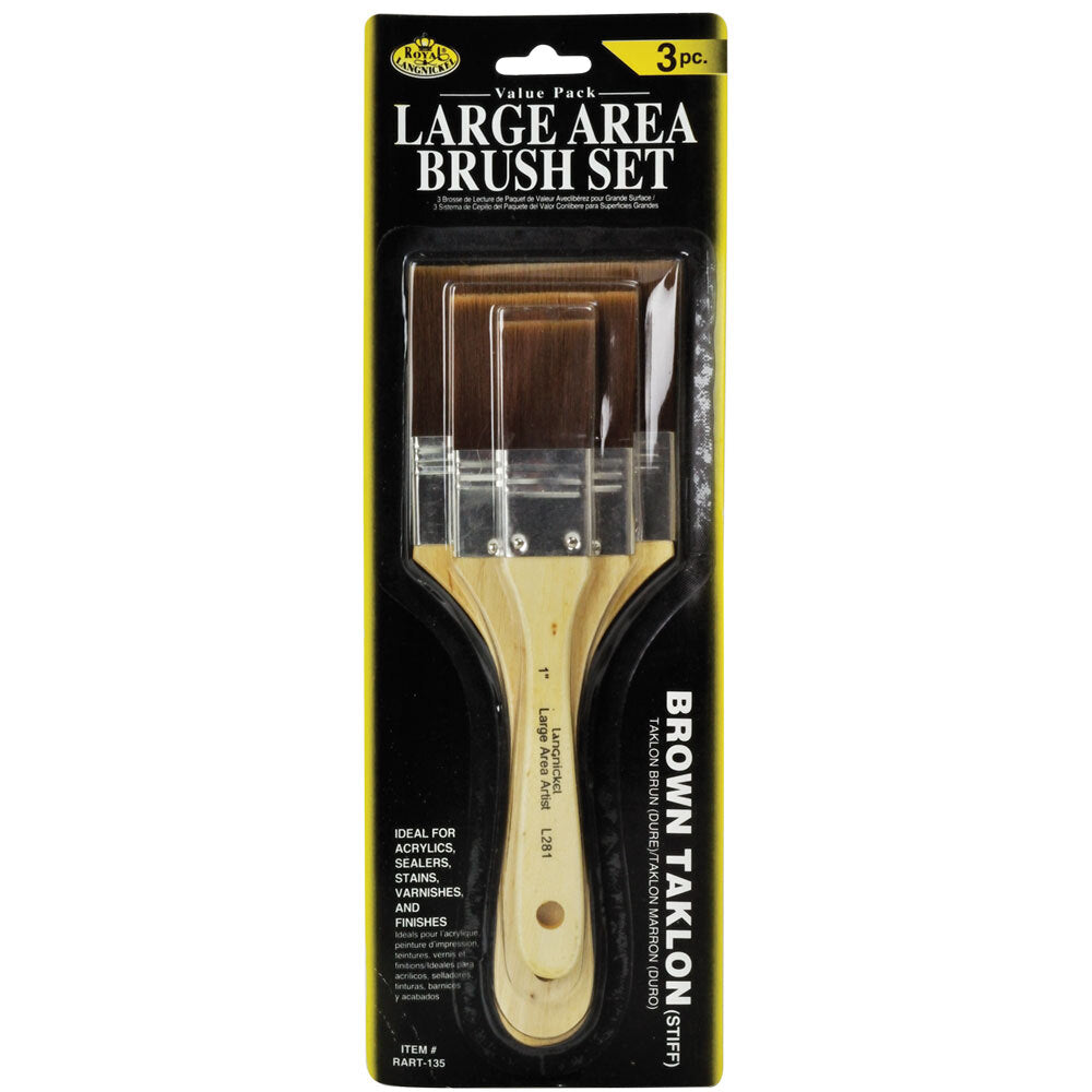 Royal & Langnickel Brown Taklon Flat Paint Brush Set of 3
