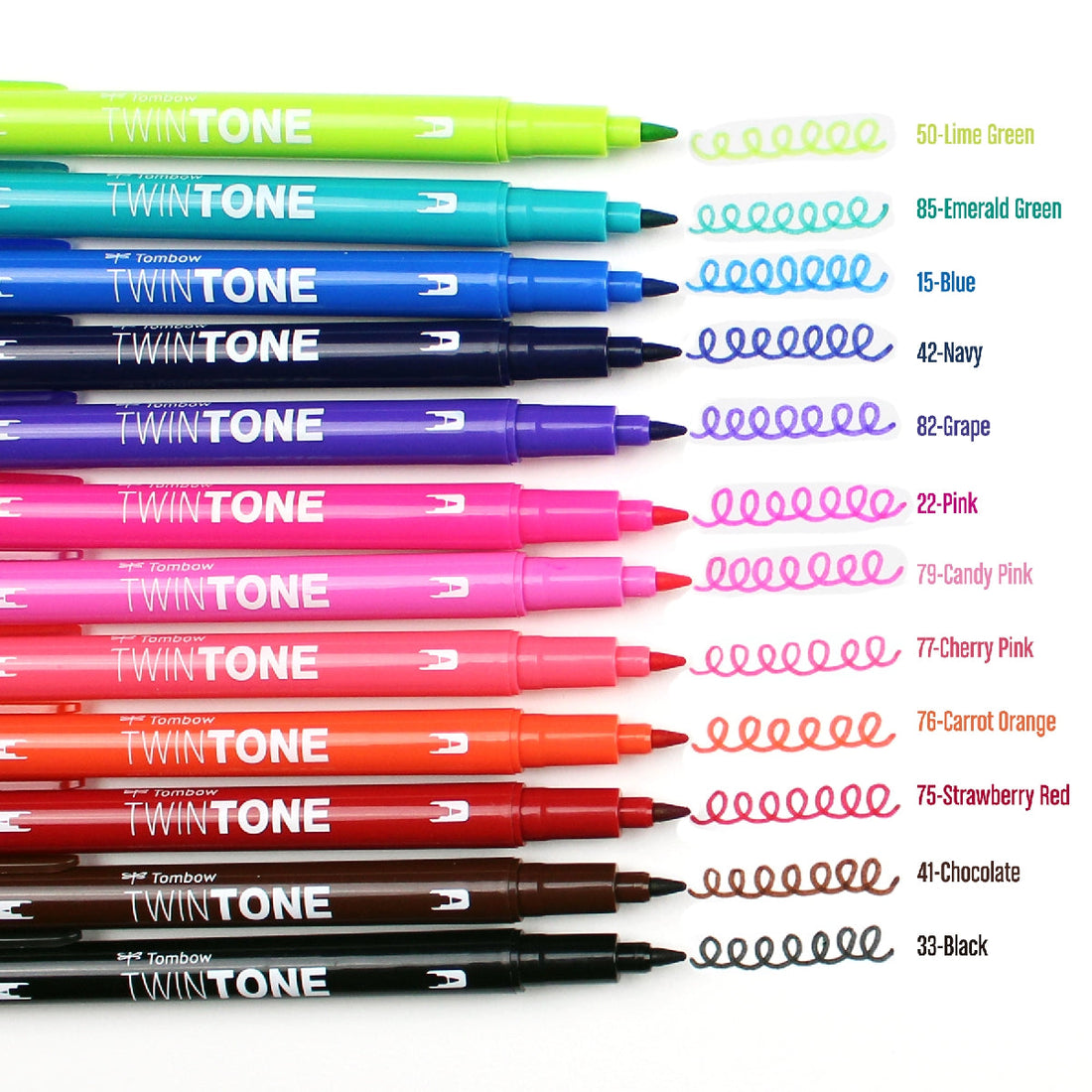 Tombow Twin Tone Dual Tip Markers Pack of 12 - Brights