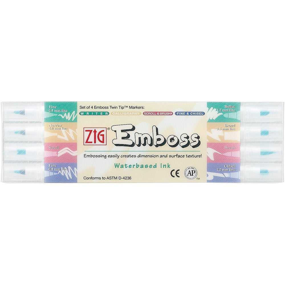 Zig Emboss Twin Tip Markers Set of 4