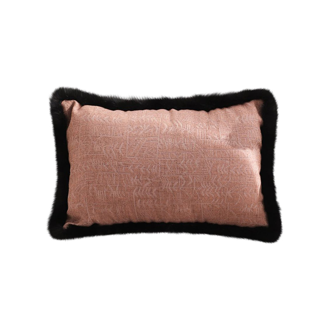 Mid-century Style Raised Embroidery Texture Edged Lumbar Cushion, 35cm