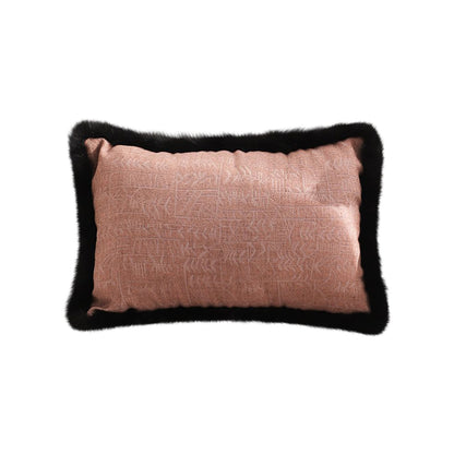 Mid-century Style Raised Embroidery Texture Edged Lumbar Cushion, 35cm
