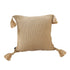 Light Brown Pillow with Tassel Accents, Rizzy Transitional Cushion, 50cm