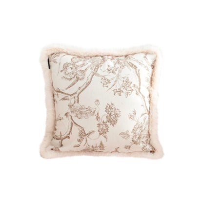 Light Luxury French Style Printed Plush Cushion, 50cm