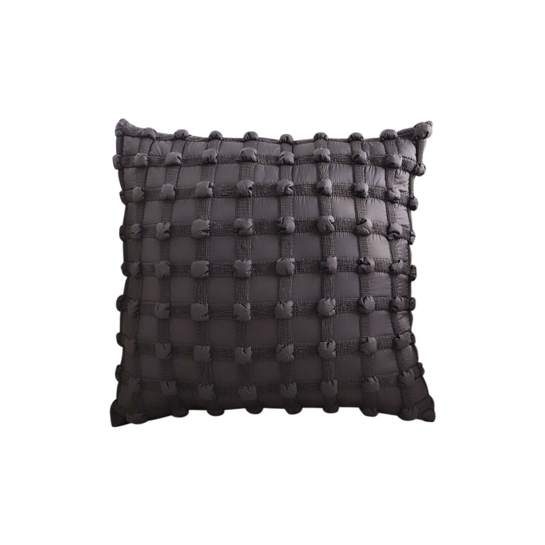Black Medieval-style Puff Rivet Square Cushion, 50cm
