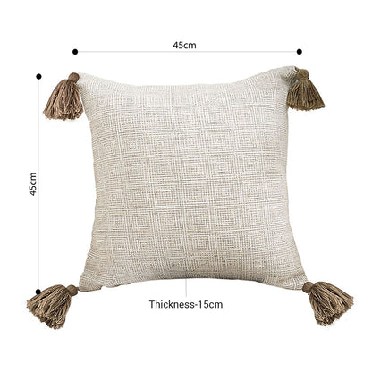 Beige Textured, Luxurious Rib Knit Ribbed Cushion, 50cm