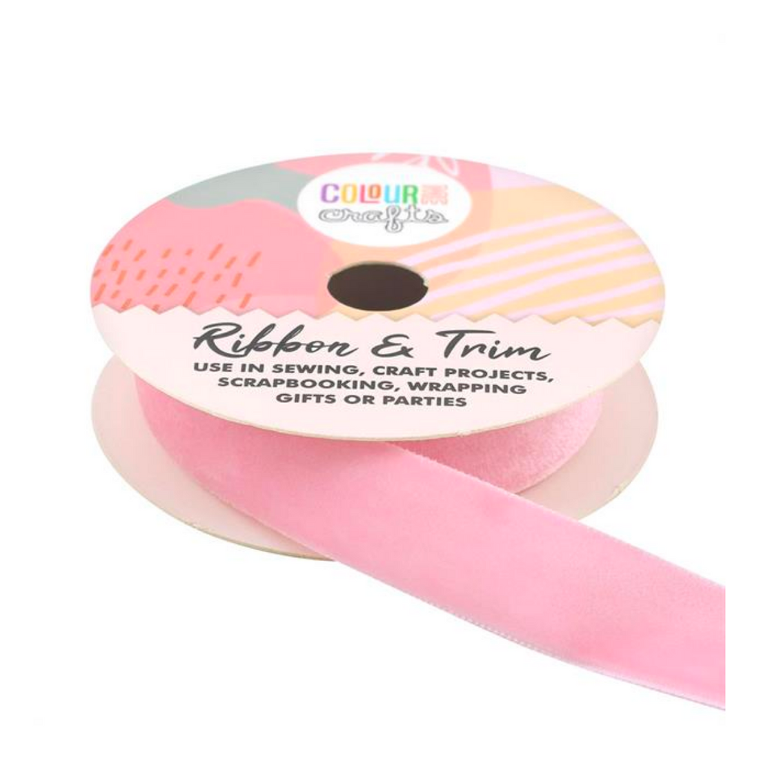 ColourMe Velvet Ribbon, Blush Pink